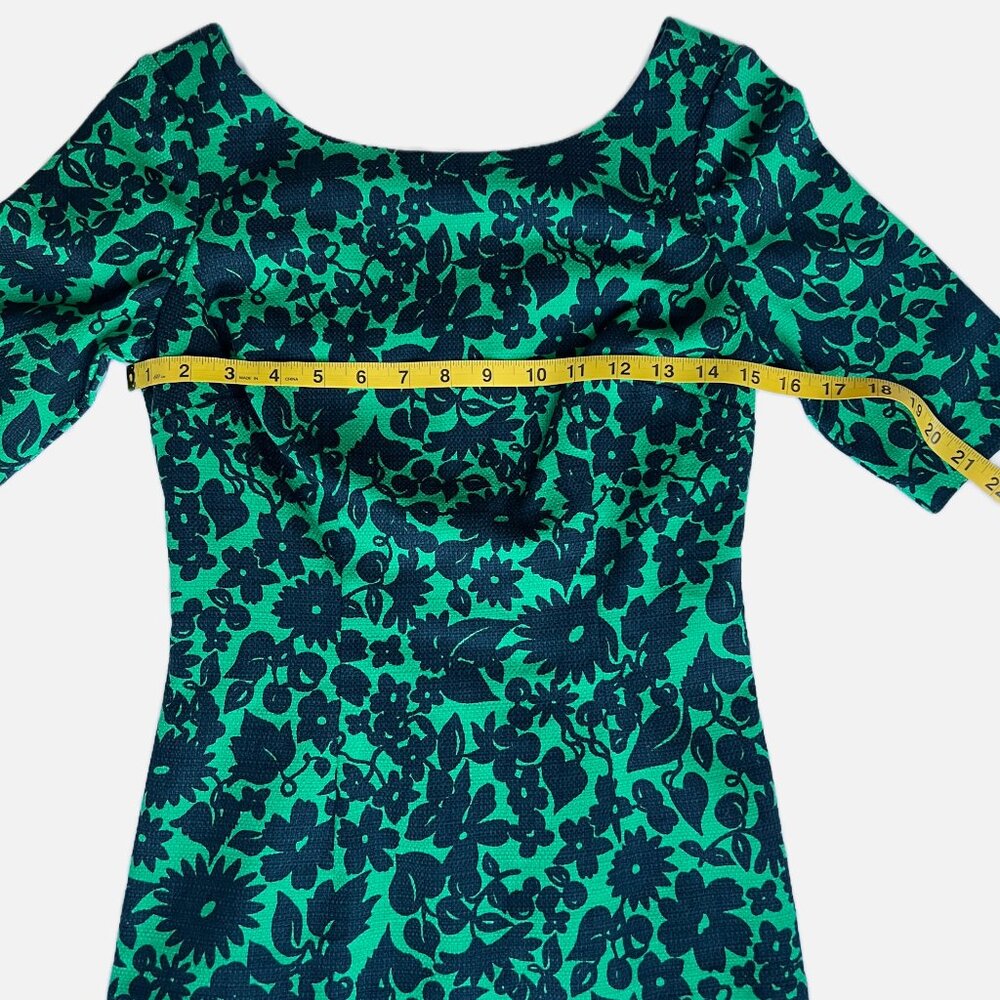 Boden Fleur Fitted Top -1/2 sleeve, sz 2, Highland Green with Shadow Floral -EUC - Picture 4 of 11